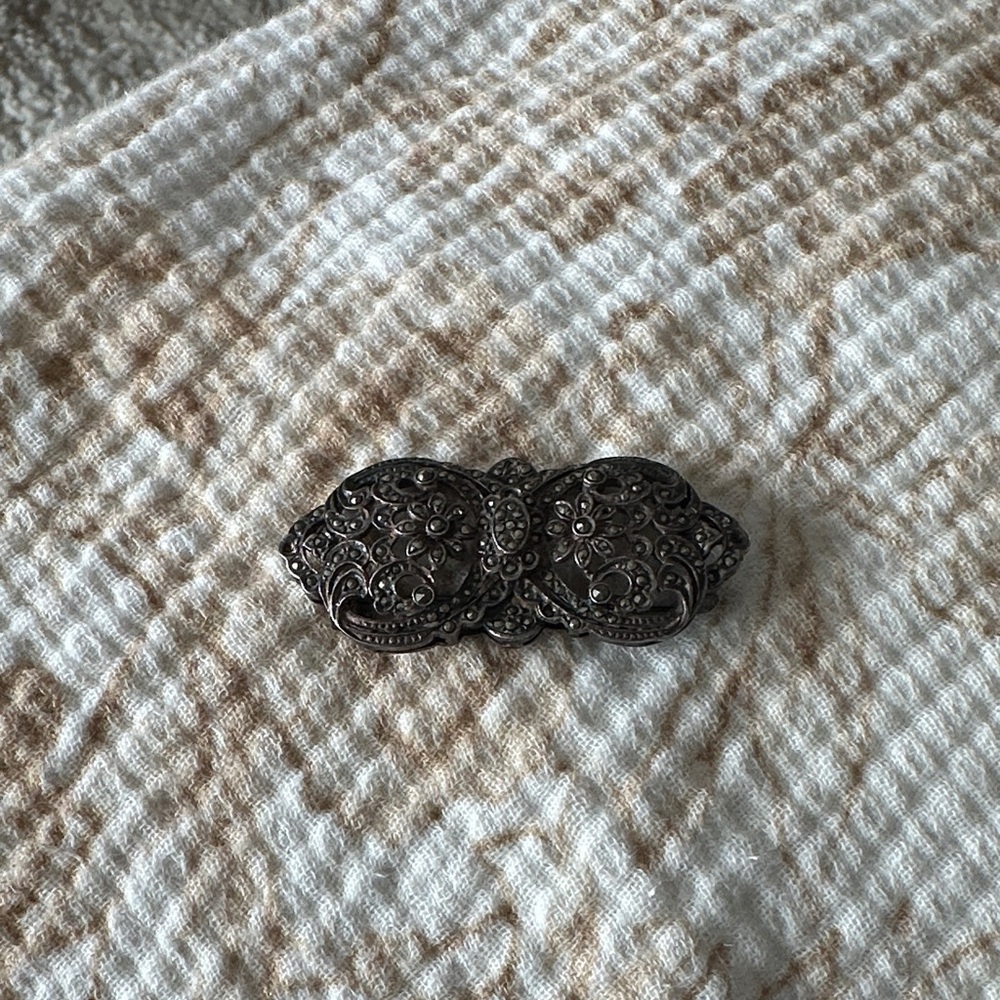 Intricate Black Filigree Brooch